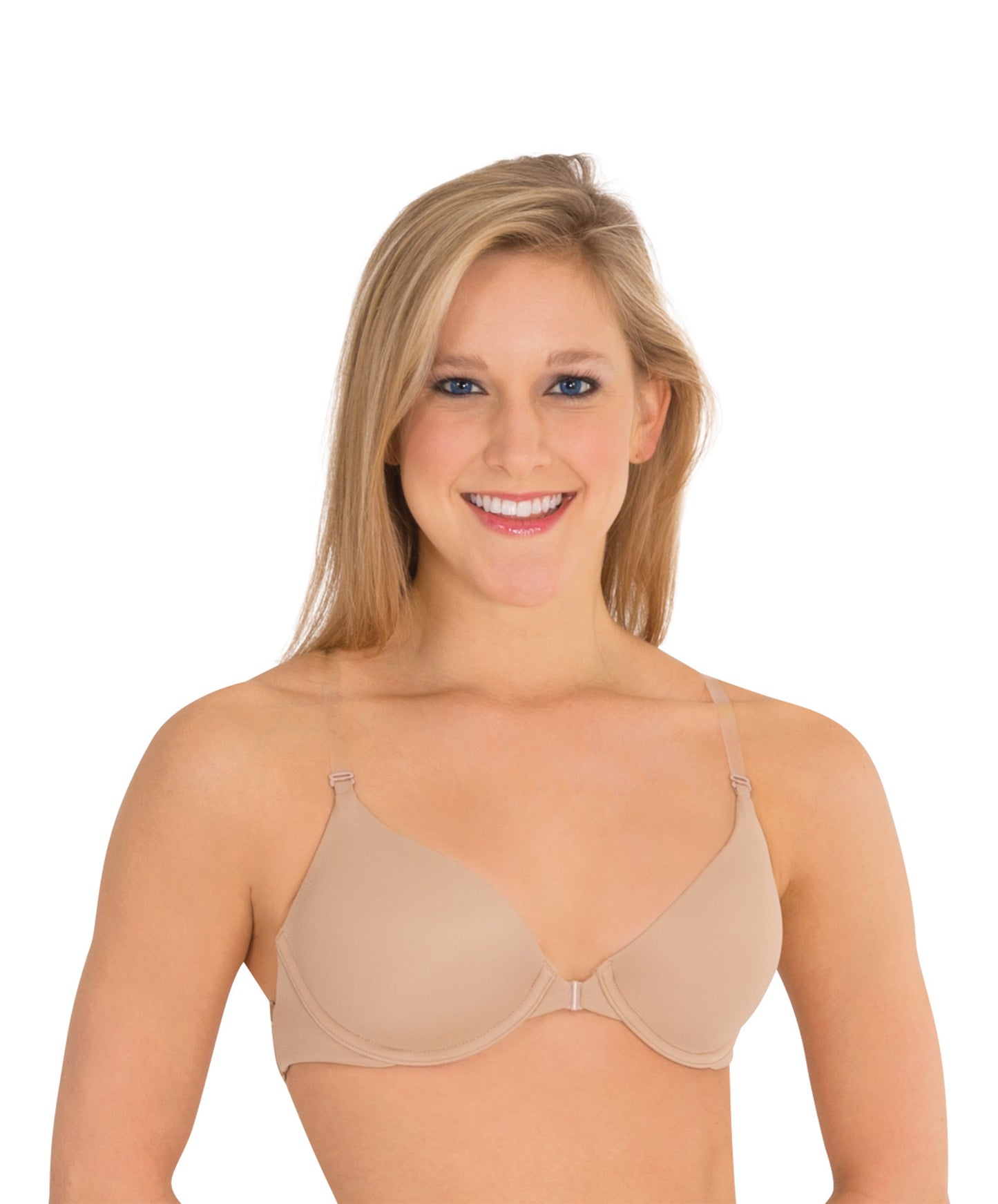 17B Underwire Padded Bra with Front Opening & Clear Straps (Nude)