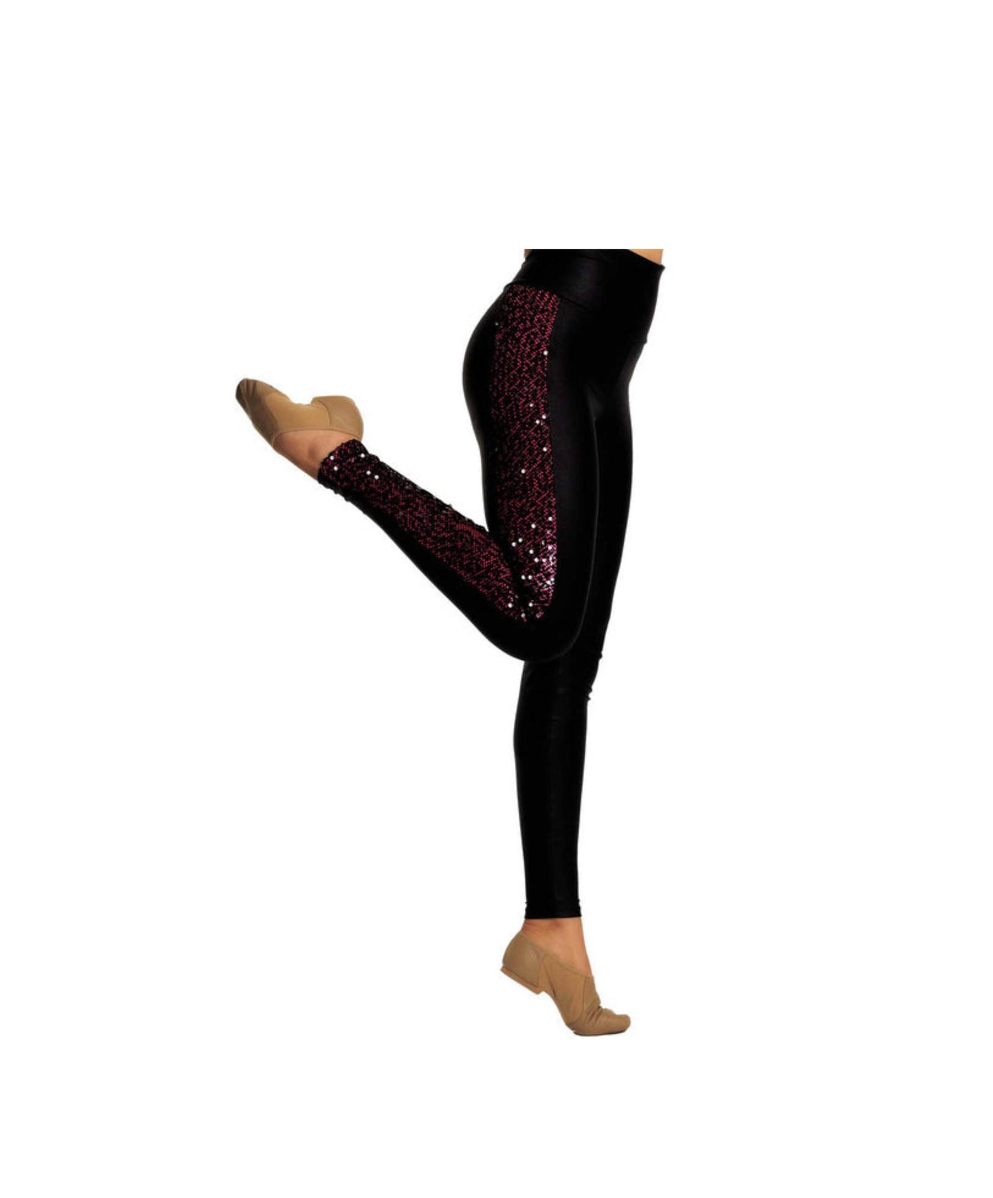 11A One-Sleeve Crop Top & 11B Hi-Waist Legging with Coral Lace Inset