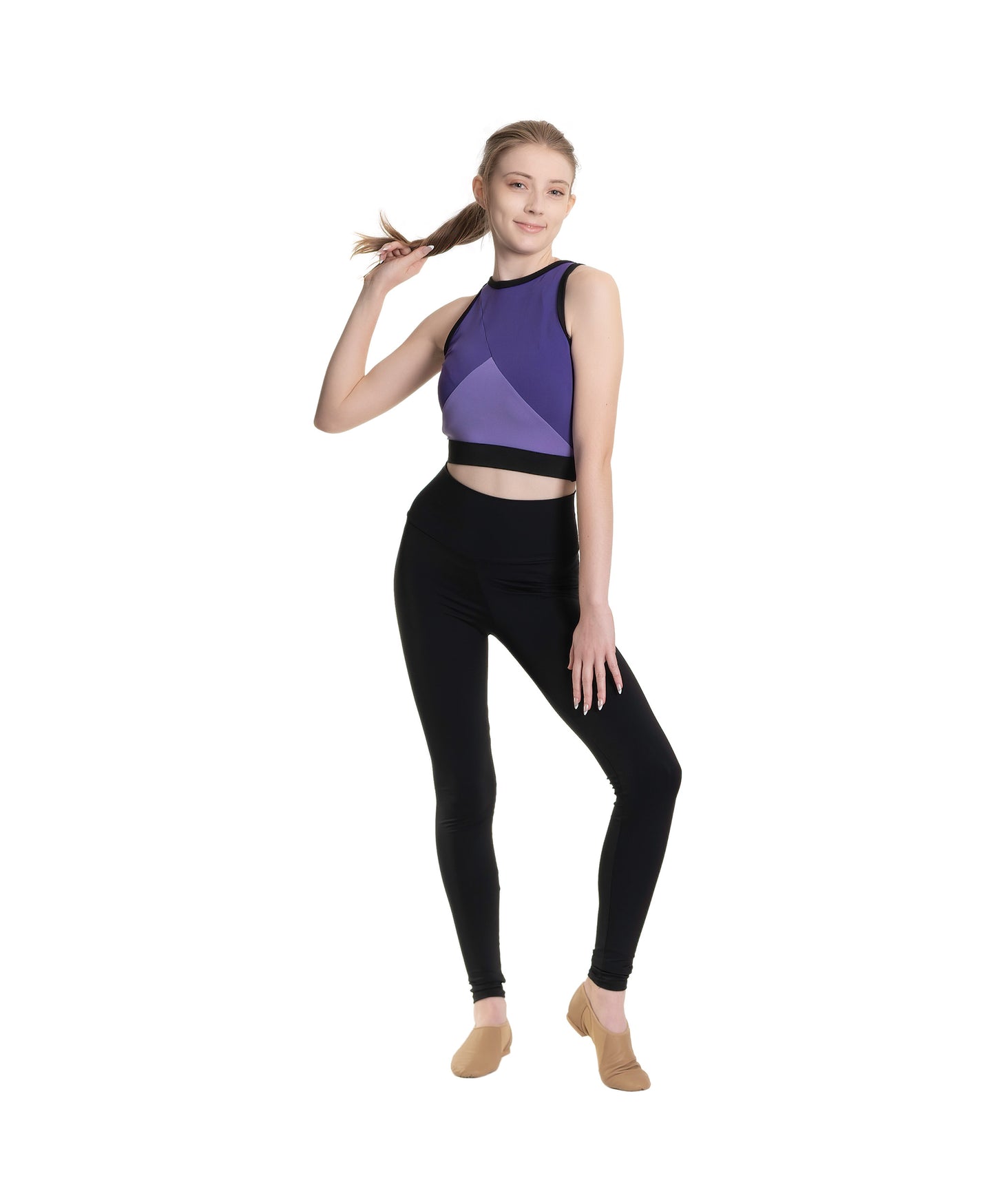 9N Hi-Neck Crop with Geometric Design – Lilac/Purple