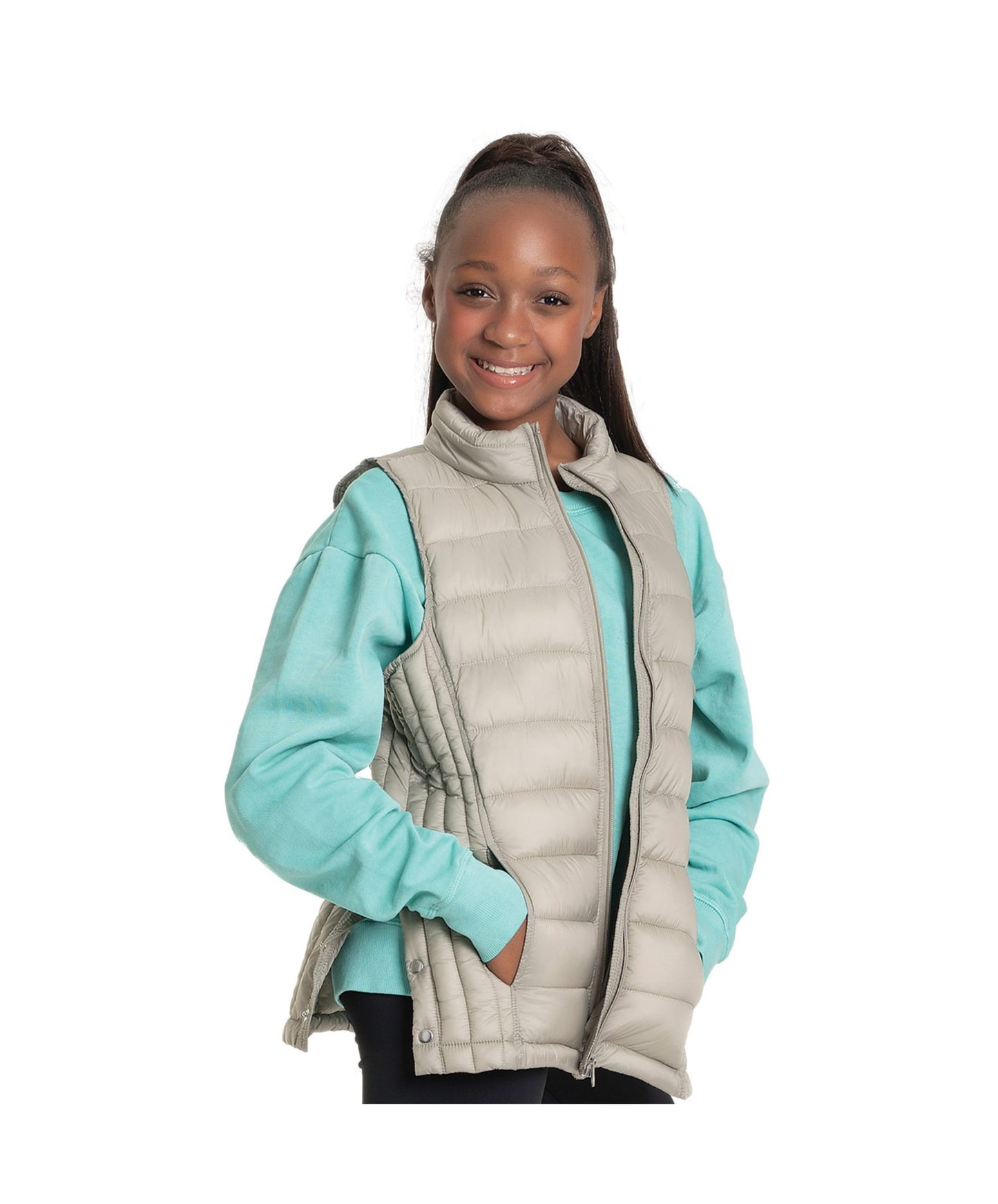 14D Zip Front Quilted Vest with Side Snaps