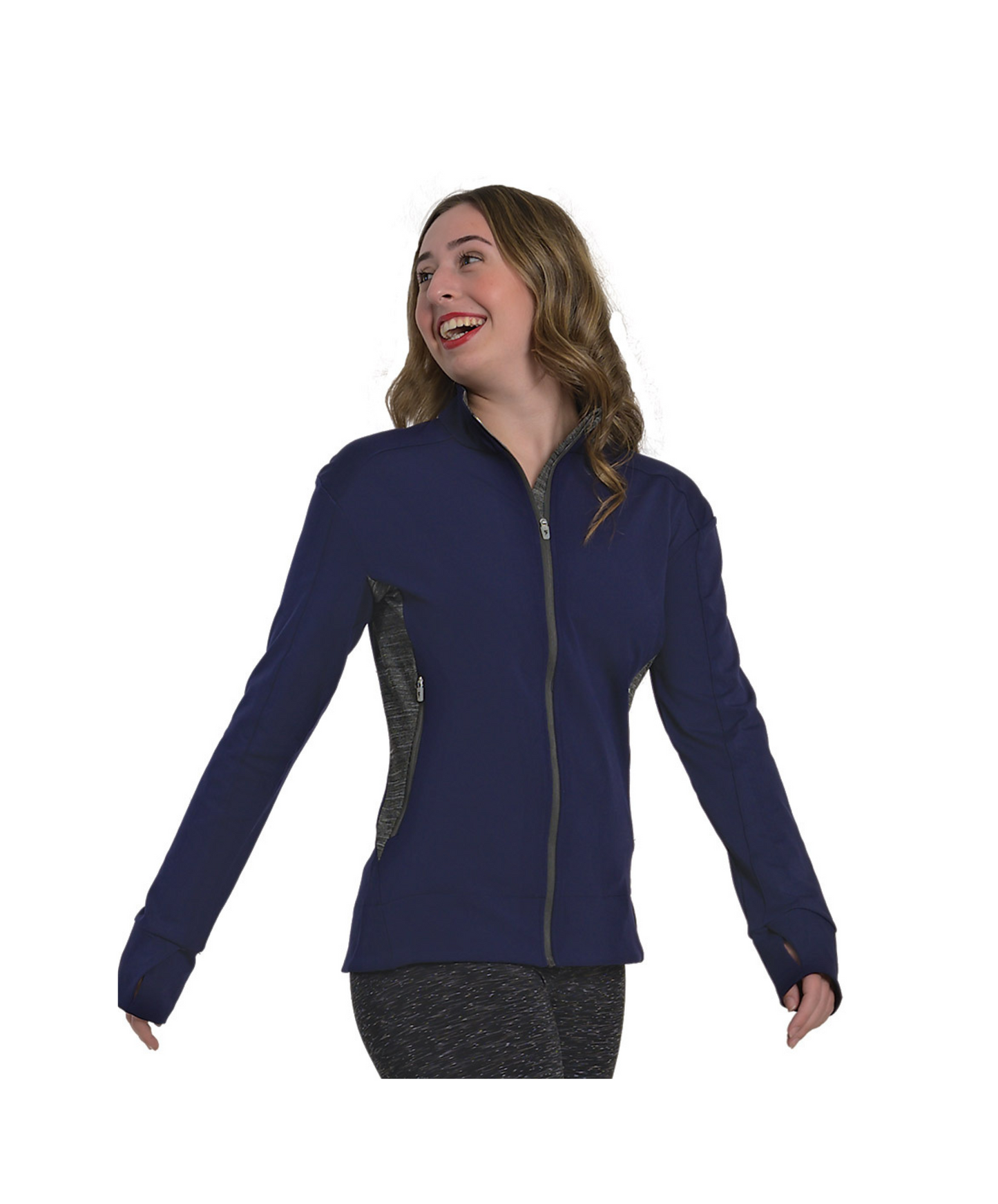 14H Two-Tone Zip Front Navy Jacket & 14I Hi-Waist Navy Opaque Legging
