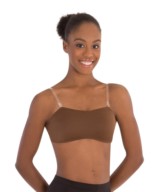 17A Clear Back Bandeau Bra with Adjustable Straps (Nude/Dark Nude)