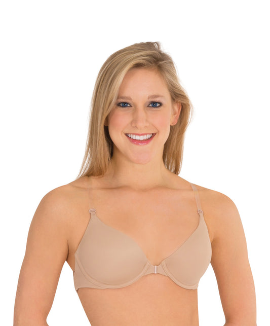 17B Underwire Padded Bra with Front Opening & Clear Straps (Nude)