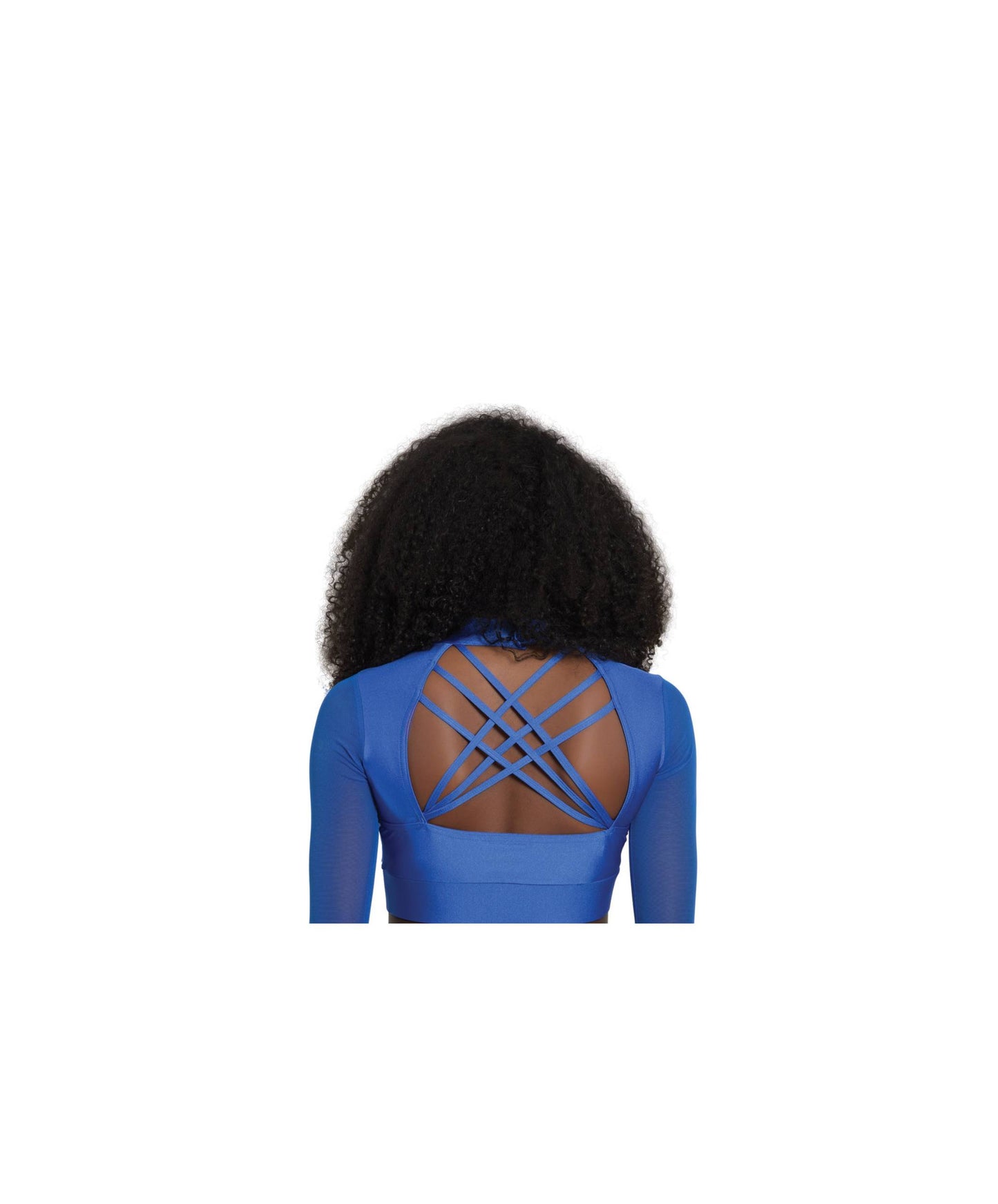 10C Sweetheart T-Neck Crop Top with Strappy Back - 10D Open-Leg Palazzo Skirt in Royal Nylon Lycra® and Mesh