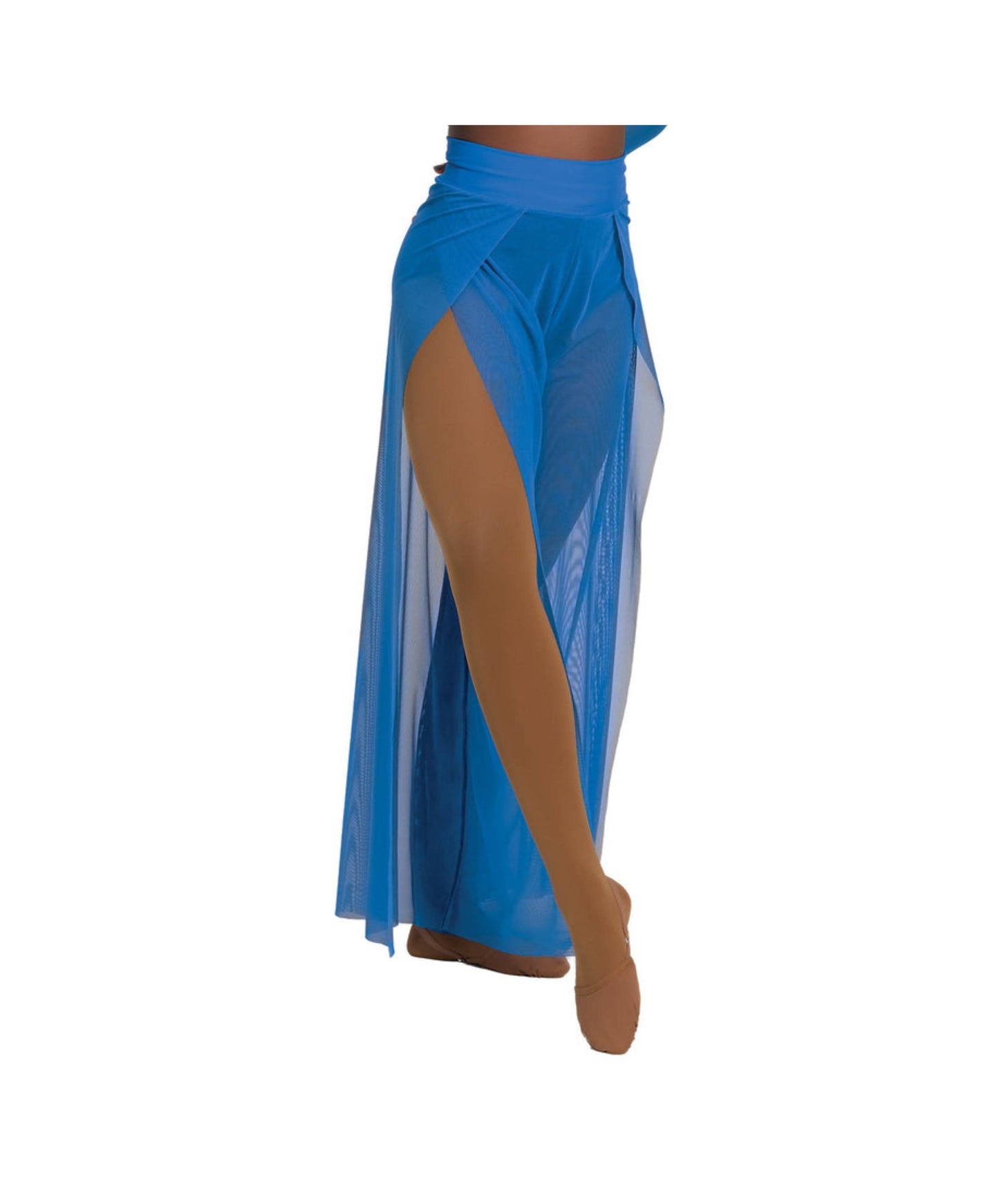 10C Sweetheart T-Neck Crop Top with Strappy Back - 10D Open-Leg Palazzo Skirt in Royal Nylon Lycra® and Mesh