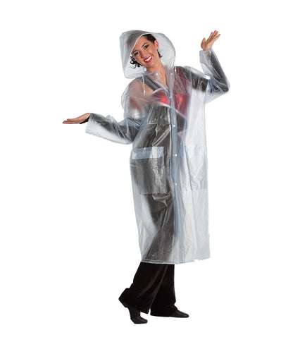 16M Economy Vinyl Full-Length Raincoat with Hood & Pockets – Clear Only