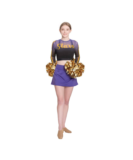 5G LS Mesh Sublimated Crop Top w/School Logo & 5H Pull-on Pleated Skirt w/Brief