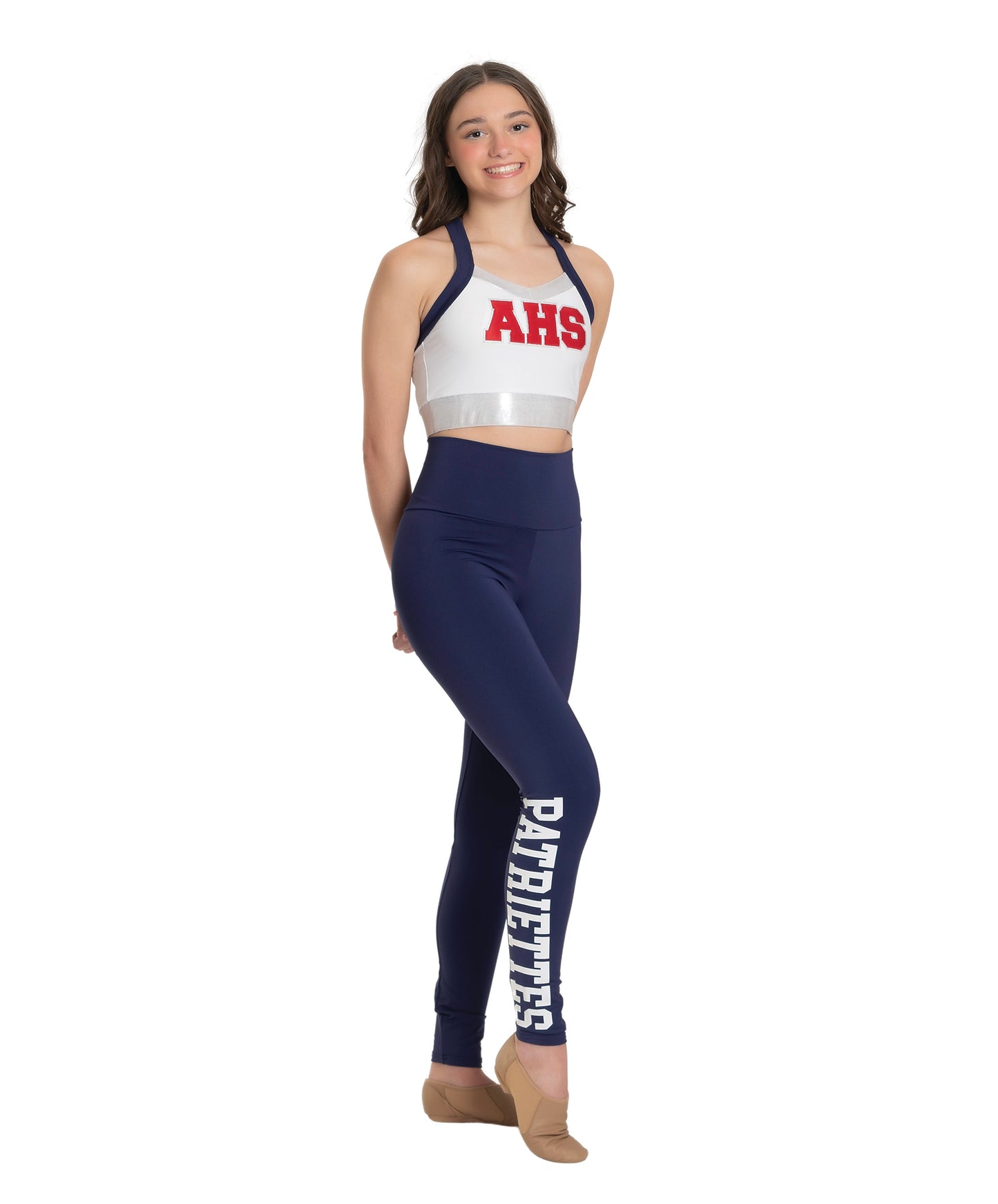 7C 3-Color Lined Halter Crop & 7D Navy Matte Hi-Waist Legging